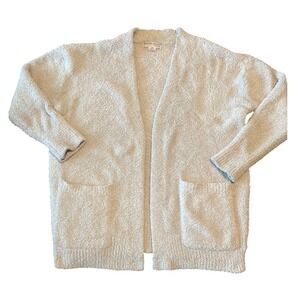 Barefoot Dreams CozyChic Cardigan Cream S/M Open Front Pocket NOWCC1000 Mens
